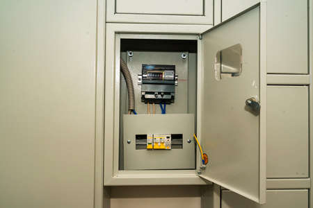 Open circuit board connection or eletrical panel in modern building