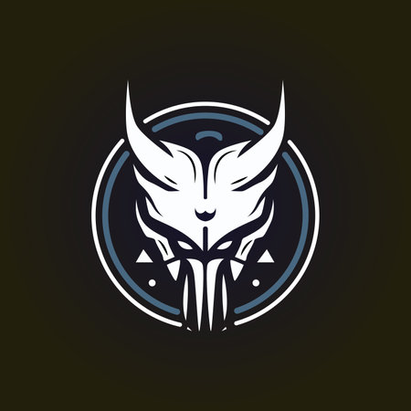 Spartan helmet logo template vector icon illustration on dark background.のイラスト素材