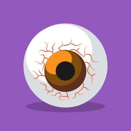 Eye icon. Vector illustration in flat style. Isolated on purple background.のイラスト素材