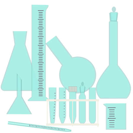 Glassware for chemical and biological experiments- lab equipmentのイラスト素材
