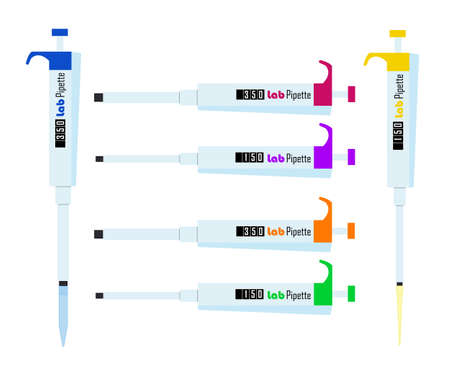 Pipette, dropper - laboratory equipment for  research  in chemistry, medicine, molecular biology, biotechnology, microbiology, genetic experiments, biochemistry and other cutting edge scientific fieldsのイラスト素材