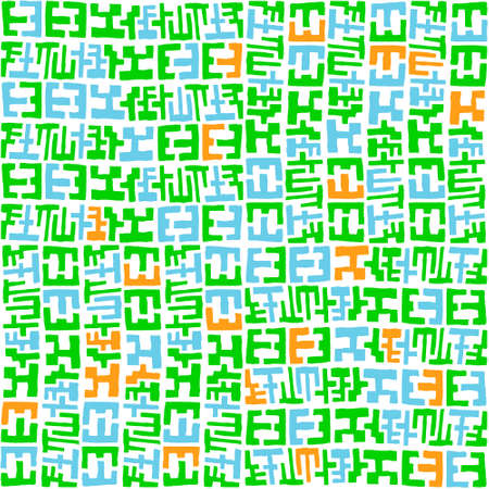Green seamless pattern with doodle elements - illustration for textile, fabric, wrapping paper, decorative designのイラスト素材