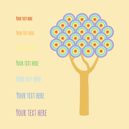 Tree with rainbow circles. Vector illustration postcard template on season greetingのイラスト素材