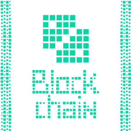 Blockchain concept by green squares. illustration for block chain technology, bitcoin cryptocurrency, digital safety protocol, peer to peer transactionのイラスト素材