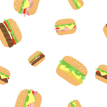 Seamless pattern with hamburger cheeseburgerのイラスト素材