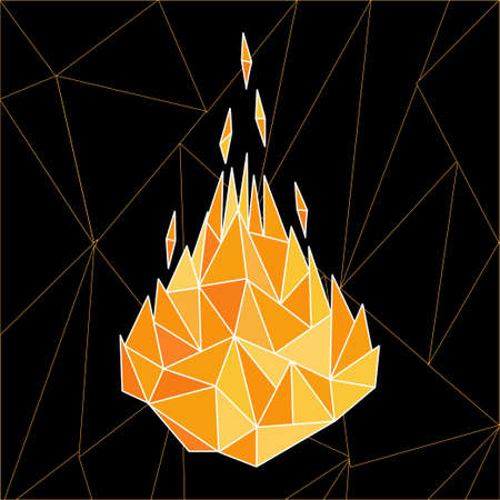 Fire concept. Vector illustration of heat flames in modern low poly, polygonal styleのイラスト素材