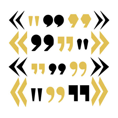 Quotes sign set. vector stock illustration for chat design, text box template, citing block isolated on white background.のイラスト素材