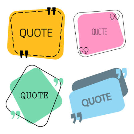 Quotes frame and sign set. vector stock illustration for chat design, text box template, citing block.のイラスト素材