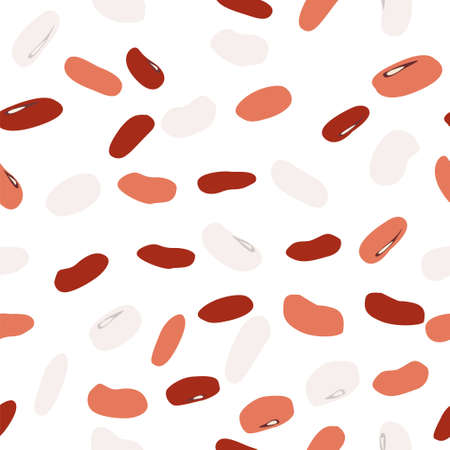 Beans seamless pattern. Vector stock illustration of legume seeds of different kinds on white background.のイラスト素材