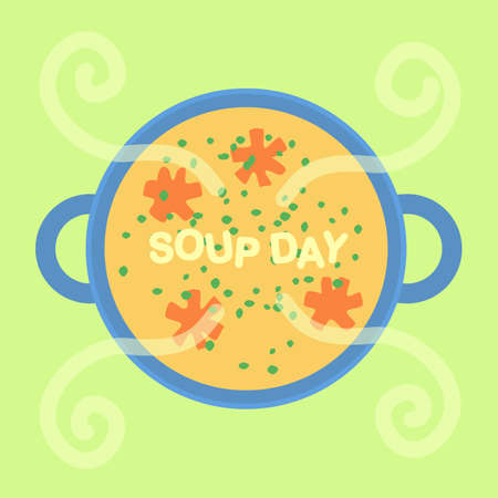 Soup day. Stock vector illustration with a bowl full of hot soup.のイラスト素材