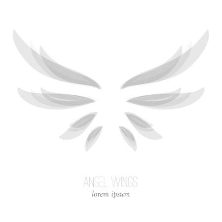 Elegant angel wings in gray colors isolated on white background. Abstract logo design. Stock vector illustration.のイラスト素材