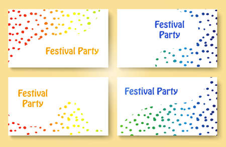 Abstract colorful dots festive party business card template set. Stock vector illustration for company identity.のイラスト素材