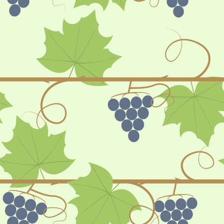 Colorful seamless pattern of grapes both berry and leaf.Stock vector illustration for background, textile, paper packaging, wrapping paper, fabric, banner, invitation, card, certificate, menu.のイラスト素材