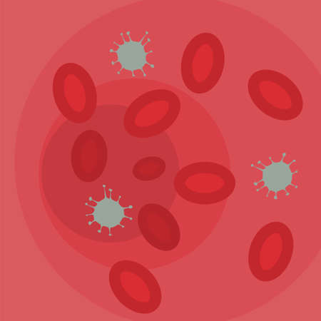 Sepsis concept with bacteria in bloodstream. Stock vector illustration. Medicine and biology collectionのイラスト素材