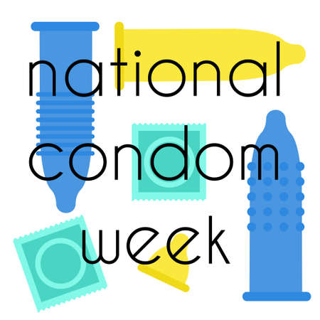 National condom week concept. Stock vector illustration for 14 february day on sexual contraception.のイラスト素材