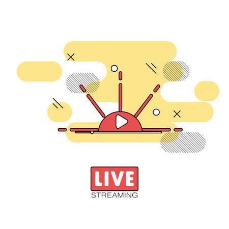 Live streaming concept. Stock vector illustration of broadcast on pause showing sunset or sunrise.のイラスト素材