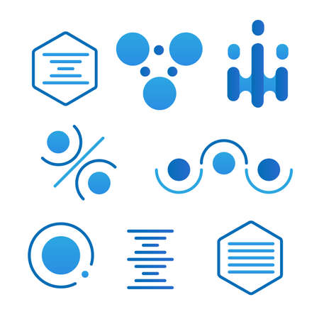 Simple science logo set on white background. Icon template for biology, chemistry, medicine laboratory. Symbol for corporate branding identity. Stock vector illustration.のイラスト素材