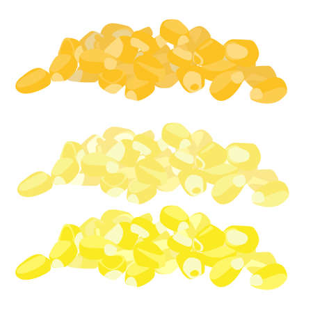 Yellow corn seed form a heap, maize pile. Stock vector illustration of food product.のイラスト素材