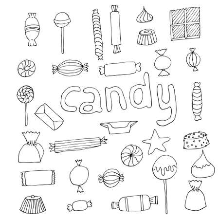 Hand drawn candy setのイラスト素材