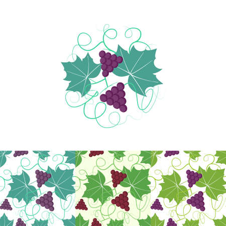Grape circle and seamless pattern Stock vector illustration for wine production and restaurant brand.のイラスト素材