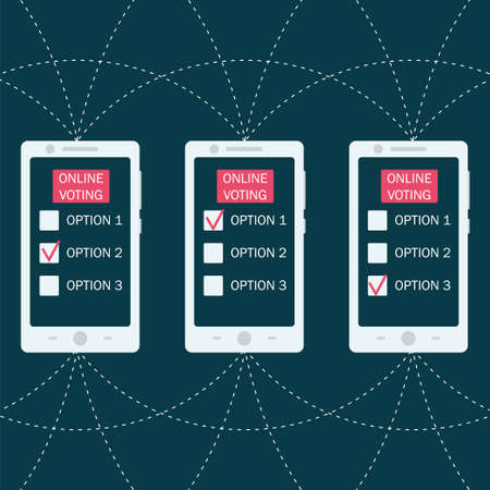 Blockchain online voting concept. Stock vector illustration of new technology for elections using...