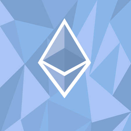 Cryptocurrency ethereum concept. Stock vector illustration of digital currency icon on polygonal background. Flat style.のイラスト素材