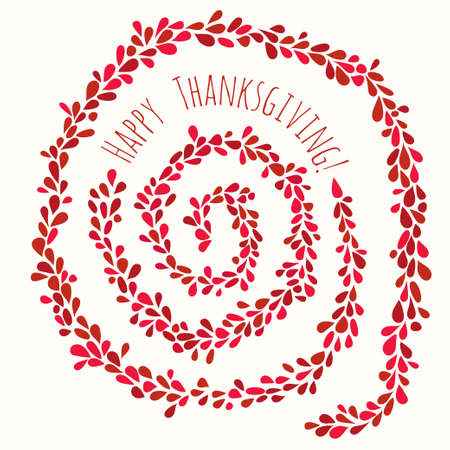 Happy thanksgiving day leaf spiral card template. Stock vector illustration of colorful autumn leaves.のイラスト素材