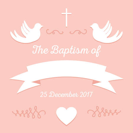 Baptism invitation card template. Stock vector illustration for baby christening ceremony, communion or confirmationのイラスト素材