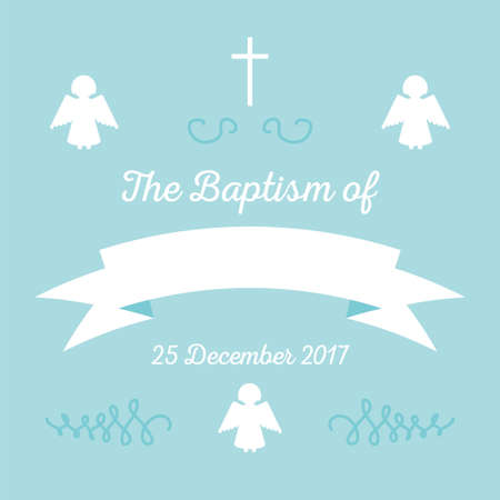 Baptism invitation card template. Stock vector illustration for baby christening ceremony, communion or confirmationのイラスト素材
