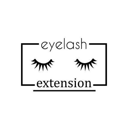 Closed eyes with long eyelashes isolated on white background. Stock vector illustration of logo for make-up service, beauty salon procedure, make up artist, eyelash extension.のイラスト素材
