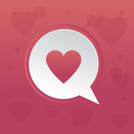 Heart in a speech bubble concept. Stock vector illustration of a heart shape for love chat, romantic message or social media post in modern high-tech style.のイラスト素材