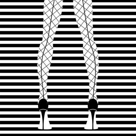 Woman's legs in high heels. Stock vector illustration of fashionable woman in trendy shoes in glamour vogue style.のイラスト素材