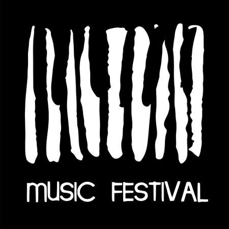 Grunge black and white piano keyboard. Stock vector illustration for poster, music performance, jazz festival.のイラスト素材