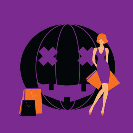 halloween sale fashion girlのイラスト素材