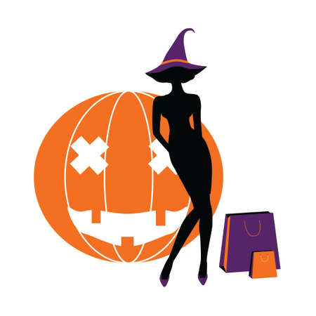 halloween sale fashion girlのイラスト素材