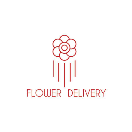 fast flower delivery linear vector illustrationのイラスト素材
