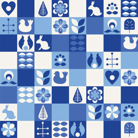 scandinavian folk art style pattern vector set