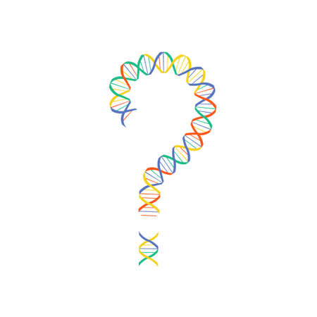 Gene editing vector concept. Stock vector illustration of dna double helix in a shape of a question mark.のイラスト素材