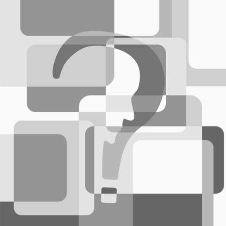 Psychology problem concept. Stock vector illustration of a question mark with cut out profile inside.のイラスト素材