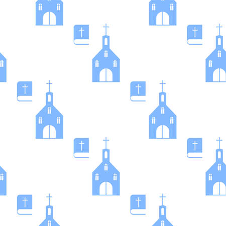 christian seamless pattern with church and bibleのイラスト素材
