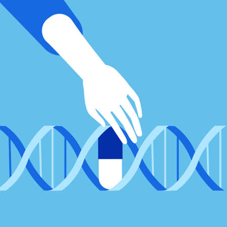 Genetic engineering. CRISPR Cas9 gene editing methodのイラスト素材