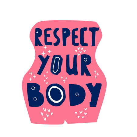 respect your body vector hand drawn letteringのイラスト素材