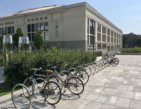 bike sharing milan italy public transportのeditorial素材