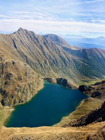 Vals Mountain Lake clear blueの写真素材