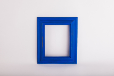 Blue isolated picture frame on solid backdropの写真素材