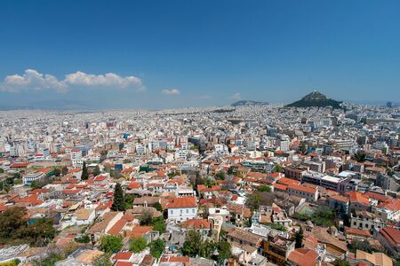Athens and Lykavitos Hill from Acropolis, Athens, Greece.の写真素材