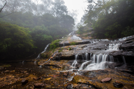 Katoomba cascades waterfall in Blue Mountains, Australia.の写真素材