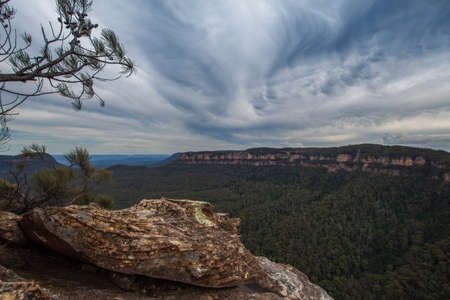 Unusual Rock Formation in Blue Mountains of Australiaの写真素材