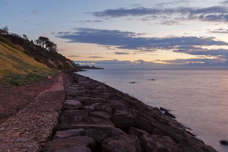 Seascape shot taken on the beach at dusk, Mornington Peninsula, Victoria, Australiaの写真素材