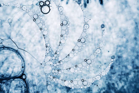 Spheric swirled bubbles extreme closeup.
